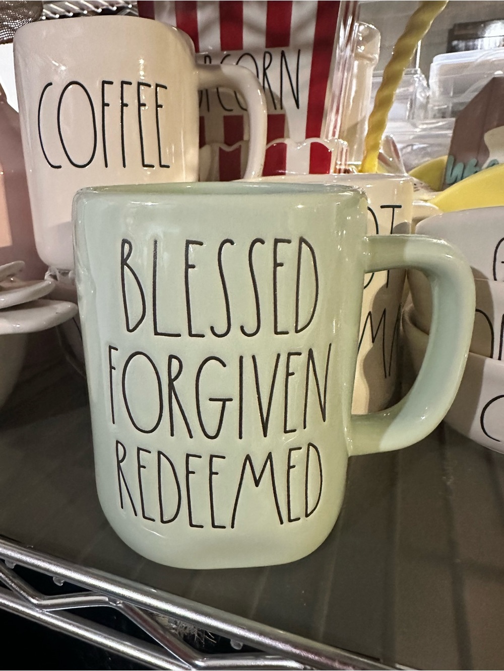 Rae Dunn Mint 'Blessed Forgiven Redeemed' Ceramic Mug